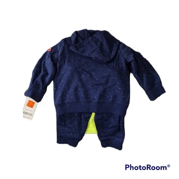Carter's boys 6 mo sweat suit outfit set hoodie pants onesie space neon navy - Picture 2 of 3